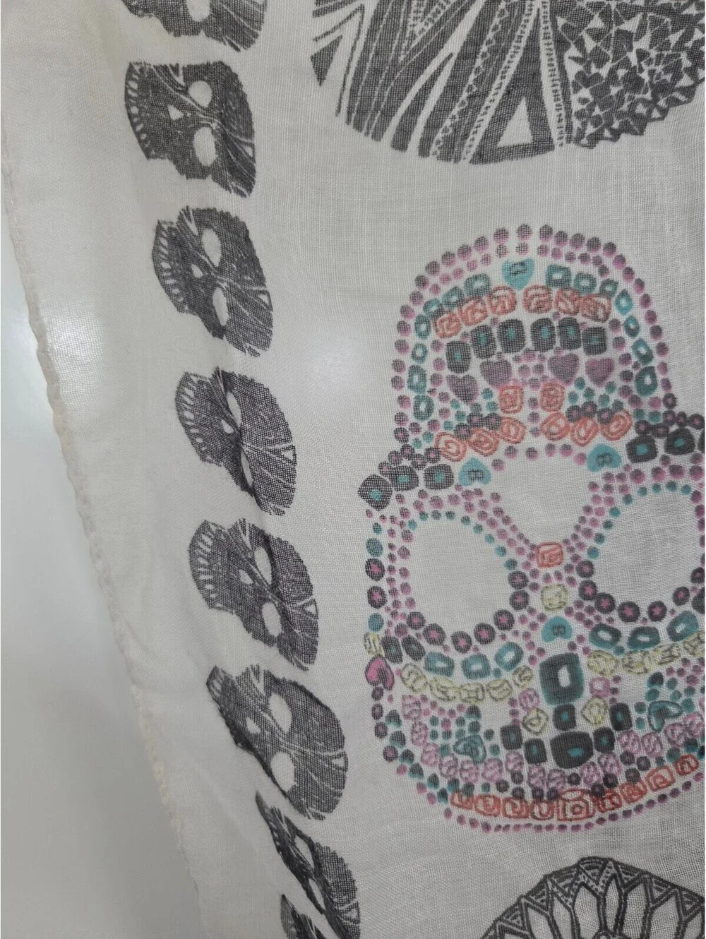 Lina & Lilly Sheer Skull Print Shawl Scarf Wrap 36x37 Inches